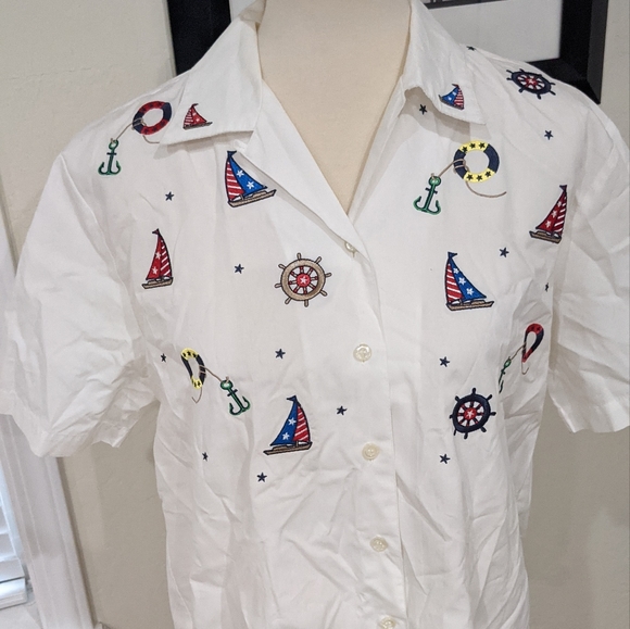 Vintage Karen Scott embroidered button up size medium - Picture 4 of 5